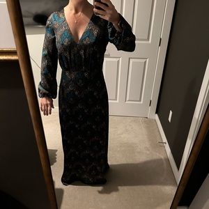 Alice + Olivia long multi color v neck gown